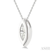 1/3 Ctw Bezel Set Marquise Cut Diamond Bubble Fashion Pendant With Chain in 14K White Gold